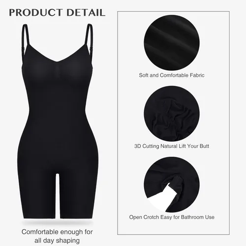 Vista 4 de Body de espalda baja para mujer, con control de abdomen, sin costuras, moldeador de cuerpo