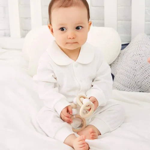 Vista 3 de pureborn Mameluco unisex para bebés y niñas, de algodón, para primavera, otoño, overol de una pieza, traje de bautismo, color blanco, 0-24 meses