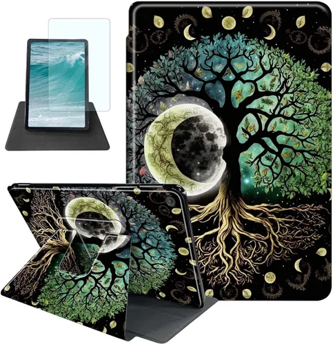 Vista 9 de Rossy Funda para tablet Kindle Fire HD 8 y Fire HD 8 Plus (12ª/10ª generación 2022/2020) + protector de pantalla giratorio de 360 grados, funda