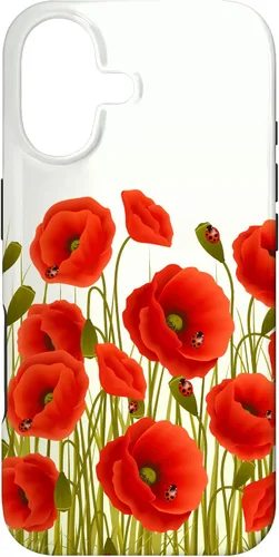 Vista 32 de iPhone 13 Rojo Amapolas Flores En Un Campo Caso