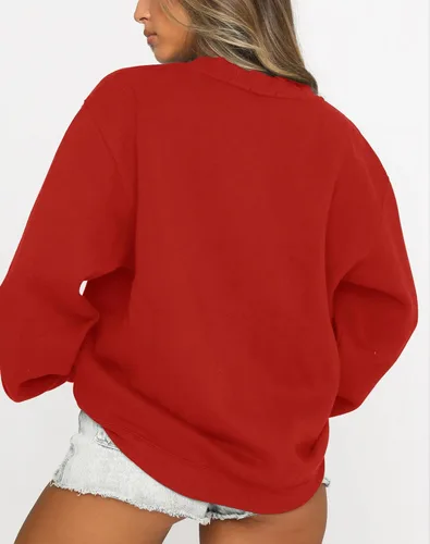 Vista 4 de Fanway&EC Sudadera de manga larga para mujer, casual, cuello redondo, sudadera con capucha de gran tamaño, para otoño