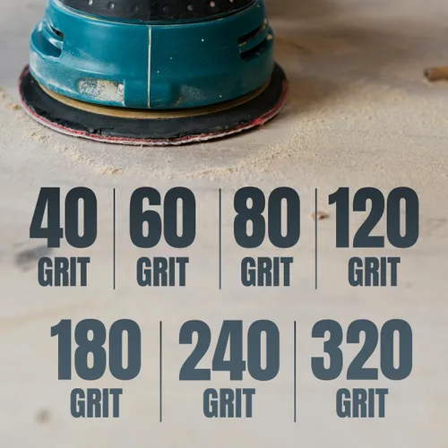 Vista 7 de POWERTEC Grano 40, paquete de 25, discos de lijado de 6 pulgadas – Gancho y bucle, almohadillas de lijadora orbital de óxido de aluminio de 6