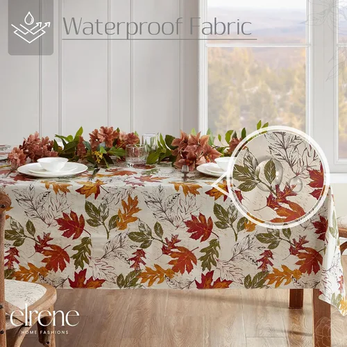 Vista 2 de Elrene Home Fashions - Mantel de vinilo resistente al agua y a las manchas con reverso de franela, rectangular de 60 x 120 pulgadas