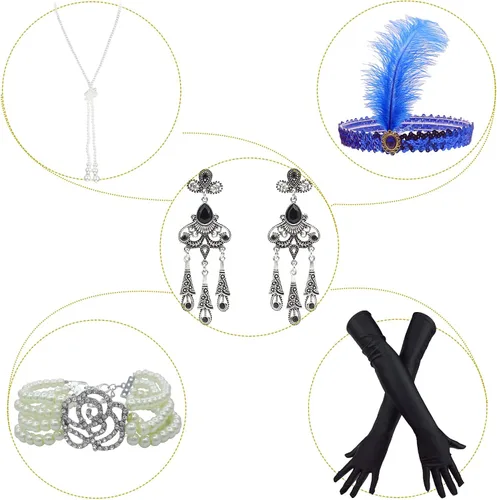 Vista 2 de Juego de accesorios de vestir con lentejuelas para niñas de los años 20