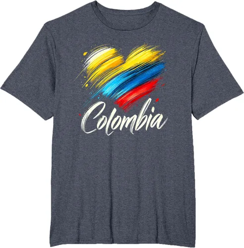 Vista 31 de Camiseta de orgullo colombiano con corazón de la bandera de Colombia