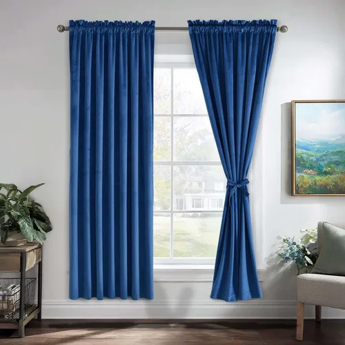 Vista 108 de JIUZHEN Cortinas de terciopelo beige de 63 pulgadas de ancho x 63 pulgadas de largo, cortinas de terciopelo retro suaves con bolsillo para barra