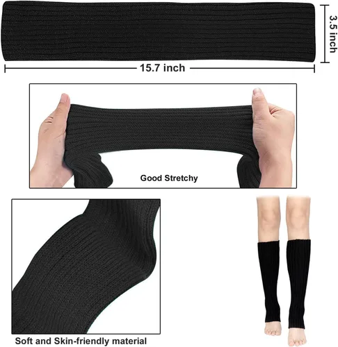 Vista 7 de ENASGLOO 2 pares de calentadores de piernas para mujer, calcetines largos de punto junior