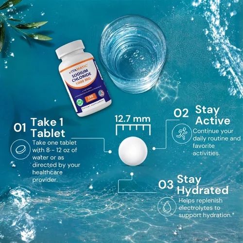 Vista 6 de Vitamatic Cloruro de sodio 1000mg - 180 tabletas - Hecho en Estados Unidos