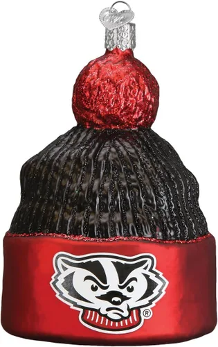 Vista 5 de Old World Christmas Wisconsin Bucky - Adorno de cristal soplado para árbol de Navidad, decoración navideña hecha a mano, colección universitaria
