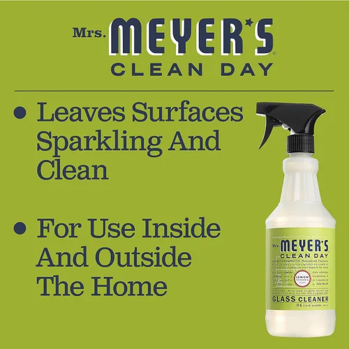 Vista 4 de MRS. MEYER'S Clean Day Limpiador de espejos y ventanas, ideal para superficies de vidrio en interiores y exteriores, verbena de limón, 24 onzas