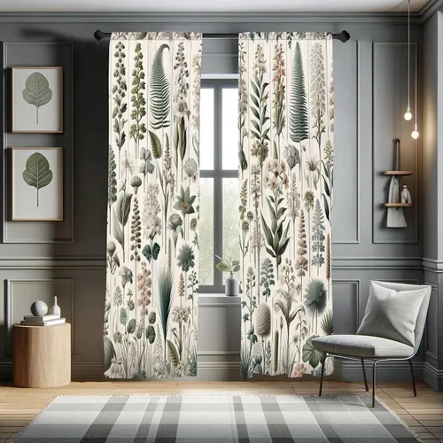 Vista 22 de Ambesonne - Cortinas amarillas para ventana, arte moderno escandinavo de escena de jardín con flores de tulipán y mariposas bailando, juego de 2