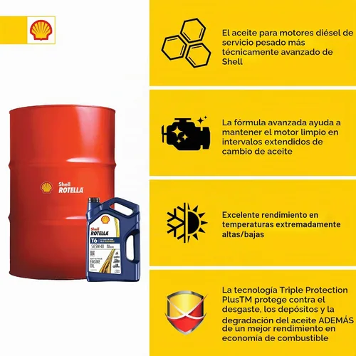 Vista 2 de Shell Rotella T6 - Aceite de motor sintético resistente 5W-40, barril de 55 galones