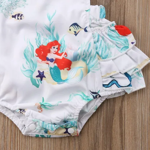 Vista 7 de Conjunto de 2 piezas de ropa de verano con estampado floral y manga abombada para bebé niña