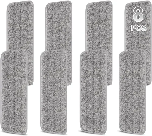 Vista 10 de Paquete de 8 almohadillas reutilizables de 16.5 pulgadas, cabezales de repuesto de trapeador de microfibra para mopas húmedas y secas, compatibles