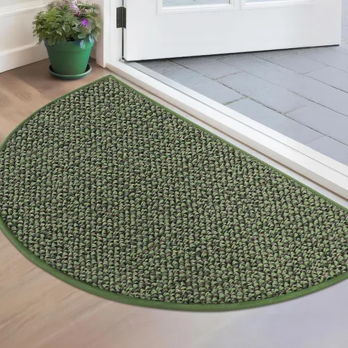Vista 23 de BEQHAUSE Tapete Atrapa Suciedad para Puerta 17" x 30" Semicírculo Antideslizante Lavable Tapetes de Entrada Alfombras Absorbentes de Bienvenida