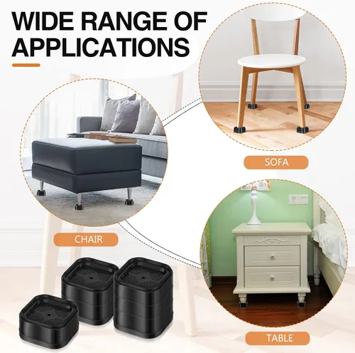 Vista 3 de Ecally Elevadores de cama ajustables para muebles, elevadores de patas de escritorio de 1.38 pulgadas, apilables, resistentes, elevadores de cama