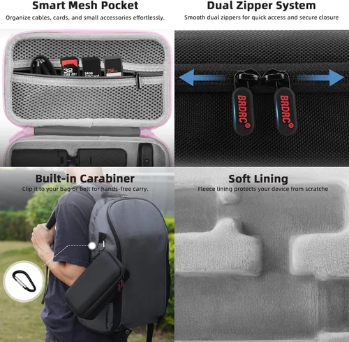 Vista 4 de BRDRC Osmo Pocket 3 - Funda de transporte portátil, bolsa de almacenamiento rígida protectora para DJI Osmo Pocket 3 Creator Combo Accesorios