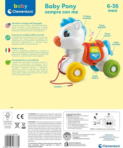 Vista 3 de Clementoni - Baby Pony Sempre con Me Remolque Interactivo, Animal to Tirar, Juego para Motorabilidad, Primeros Pasos, Aprendiendo a Caminar, Niños 6