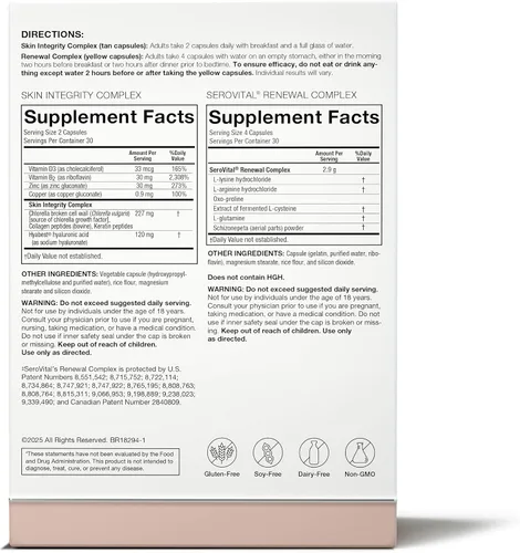 Vista 4 de Serovital Skin Revive - Suplemento antienvejecimiento - Fórmula de doble acción día/noche para apoyo al colágeno, hidratación de la piel, reducción