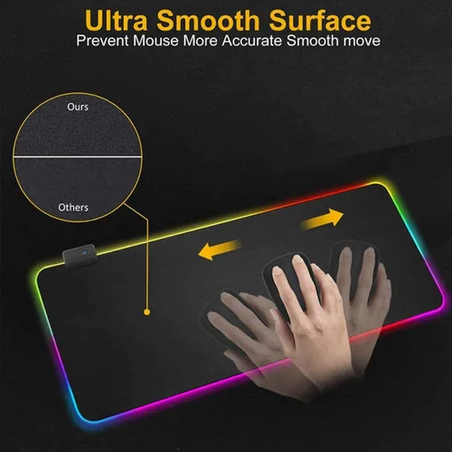 Vista 4 de Alfombrilla de mouse grande RGB Anime Alfombrilla de escritorio para juegos Gamer XXL Teclado Mause Pad LED Retroiluminación 900x400x4MM