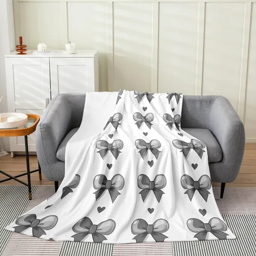 Vista 38 de Erosebridal Manta de franela con nudo de lazo para niñas, 40 x 50 pulgadas, diseño de rayas de diamante, para sofá cama y cama de vellón para niños