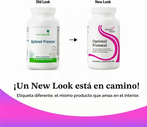 Vista 6 de Cápsulas Optimal Prenatal, sin hierro, fórmula médica, para mejorar la salud, 240 cápsulas vegetarianas