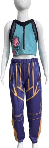 Vista 3 de Disfraz infantil para niñas, cantantes de pop, disfraz de Halloween, incluye pantalones de camiseta