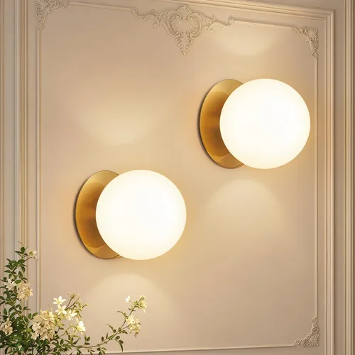 Vista 10 de 1 aplique de pared negro mate, moderno aplique de baño con vidrio de globo lechoso, lámpara de pared para espejo de baño, sala de estar, pasillo