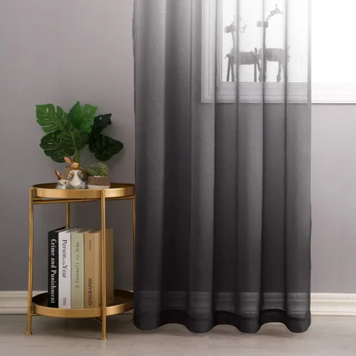 Vista 3 de DWCN Cortinas Transparentes Ombré - Cortinas de Lino Sintético con Gradiente Semi Voile con Ojales en la Parte Superior para Dormitorio y Sala