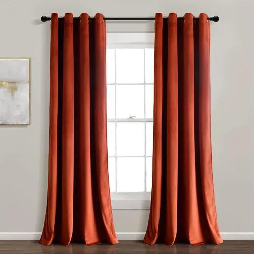 Vista 36 de Lush Decor Prima Velvet - Par de paneles de cortinas de ventana de terciopelo sólido con filtro de luz, 38" de ancho x 84" de largo, negro