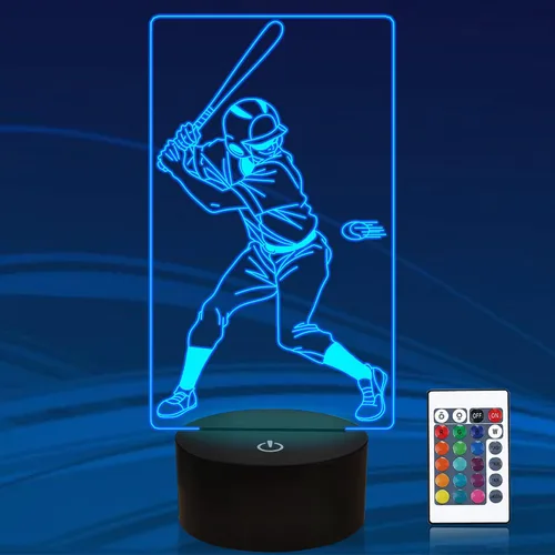 Vista 11 de Attivolife Luz nocturna de jugador de fútbol americano para niños, lámpara LED de ilusión de rugby 3D, 16 colores cambiantes con control remoto