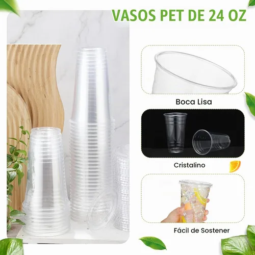 Vista 3 de Skylety - Juego de 500 vasos de plástico transparente de 24 onzas con tapas