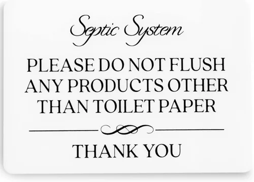 Vista 10 de Señal de inodoro con texto en inglés «Do Not Flush System» (acrílico negro de 5 x 3.5 pulgadas) – Letrero de «Do Not Flush Anything Except Toilet