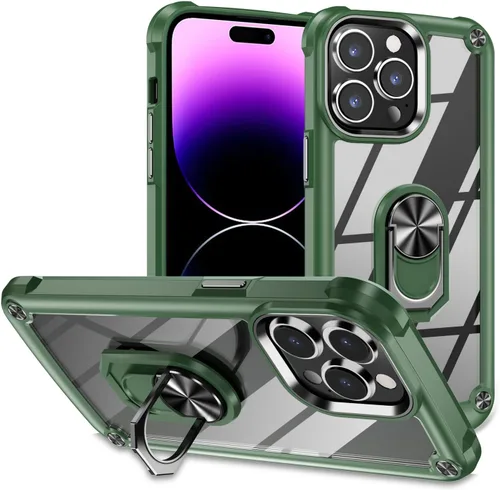 Vista 35 de Funda para iPhone 13 Pro con protector de pantalla, cristal transparente, antiamarillo, acrílico resistente, funda protectora de grado militar
