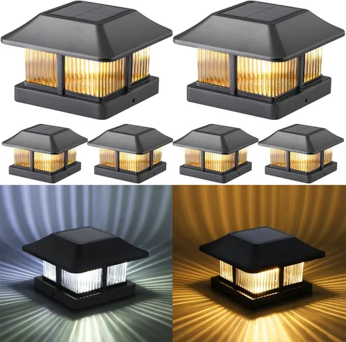 Vista 15 de Dynaming - Luces solares con tapa de llama para postes, luces solares para postes de cerca, linternas LED de llama parpadeante impermeables
