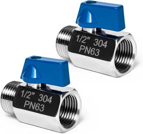 Vista 10 de Paquete de 2 válvulas de bola mini de 1", válvula de cierre de acero inoxidable 304 rosca NPT hembra x macho válvulas pequeñas para espacio compacto