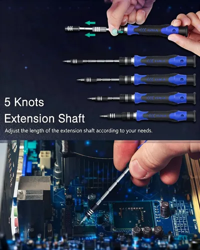 Vista 5 de Set de destornilladores de precisión, 60 en 1 kit de conductor magnéticos con 54 Bits, Professional Electronics – Kit de herramientas de reparación