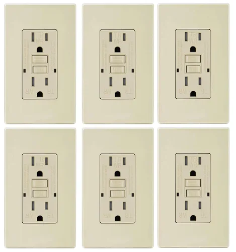 Vista 16 de Micmi Toma GFCI WR negra resistente a la intemperie, resistente a manipulaciones, receptáculo TR con indicador LED, placa de pared sin tornillos