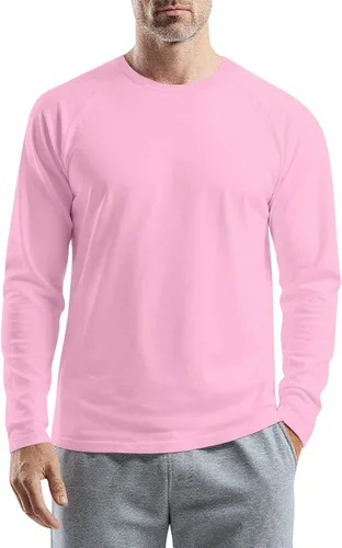 Vista 32 de Camisetas para hombre, manga larga, color sólido, cuello redondo, camisetas básicas informales, M-3XL