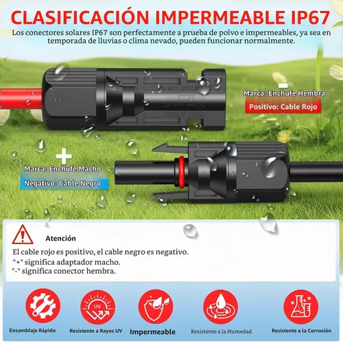 Vista 4 de Vansdon Cable de extensión de panel solar de 2 x 50 pies, cable solar de 10 AWG con conectores impermeables hembra y macho para RV, sistemas