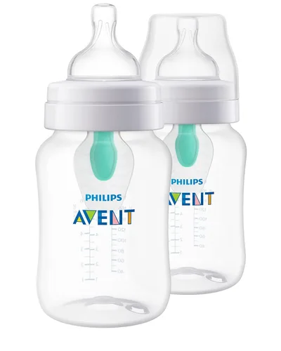 Vista 13 de Philips Avent - Biberón anticólicos con ventilación AirFree, 4 onzas, con flujo de 1 pezones, 0.0 ft+, 2 unidades, transparente, SCY701/92 For