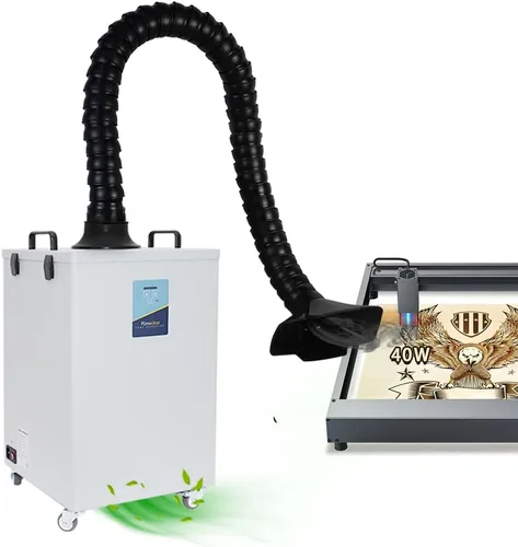 Vista 8 de FumeClear Extractor de humo de doble puerto FC-2003 para grabado láser de 20W 30W, bajo ruido, succión fuerte 330m³/h, sistema de filtración de 3