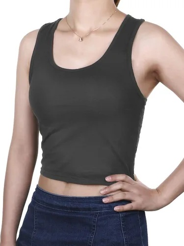 Vista 2 de Boao 2 Pieces Crop Tank Top Basic Sleeveless Crop Top Workout Racerback Cropped Tank Sports Top for Women