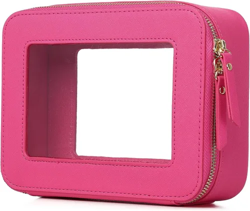 Vista 31 de Pinkmik Pequeña bolsa de maquillaje transparente, mini estuche para cosméticos, bolsa de aseo impermeable con cremallera, organizador de bolsos