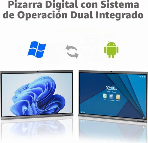 Vista 2 de Tiburn INSPUR - Placa inteligente Ultra 4K UHD de 65 pulgadas Android 13 y Windows 11 Pro Dual OS, micrófono de matriz de 8 líneas, cámara web