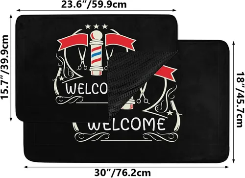 Vista 3 de XOZOTY Tapete personalizado con peluquería de bienvenida, ultra absorbente, para interiores y exteriores, tapete de bienvenida para puerta