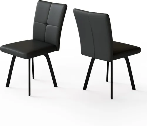 Vista 8 de HIPIHOM Juego de 2 sillas de comedor, sillas de cocina tapizadas Negro