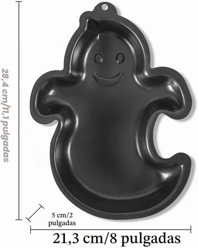 Vista 2 de Molde para Pastel con Forma de Fantasma, Molde para Pastel de Aluminio, Molde para Pastel Antiadherente Negro para Halloween, Cumpleaños y Otras