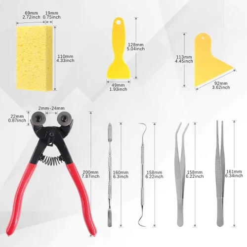 Vista 2 de Swpeet Kit de herramientas de mosaico de 8 piezas, incluye pinzas de corte de mosaico de vidrio resistente, alicates cortadores con ruedas y 2