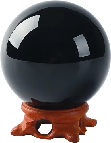 Vista 12 de Bola de Cristal Ámbar Pequeña 60mm/2.3 pulgadas con Soporte de Madera Rosa y Caja de Regalo para Fotografía de Lensball, Adivinadora, Feng Shui